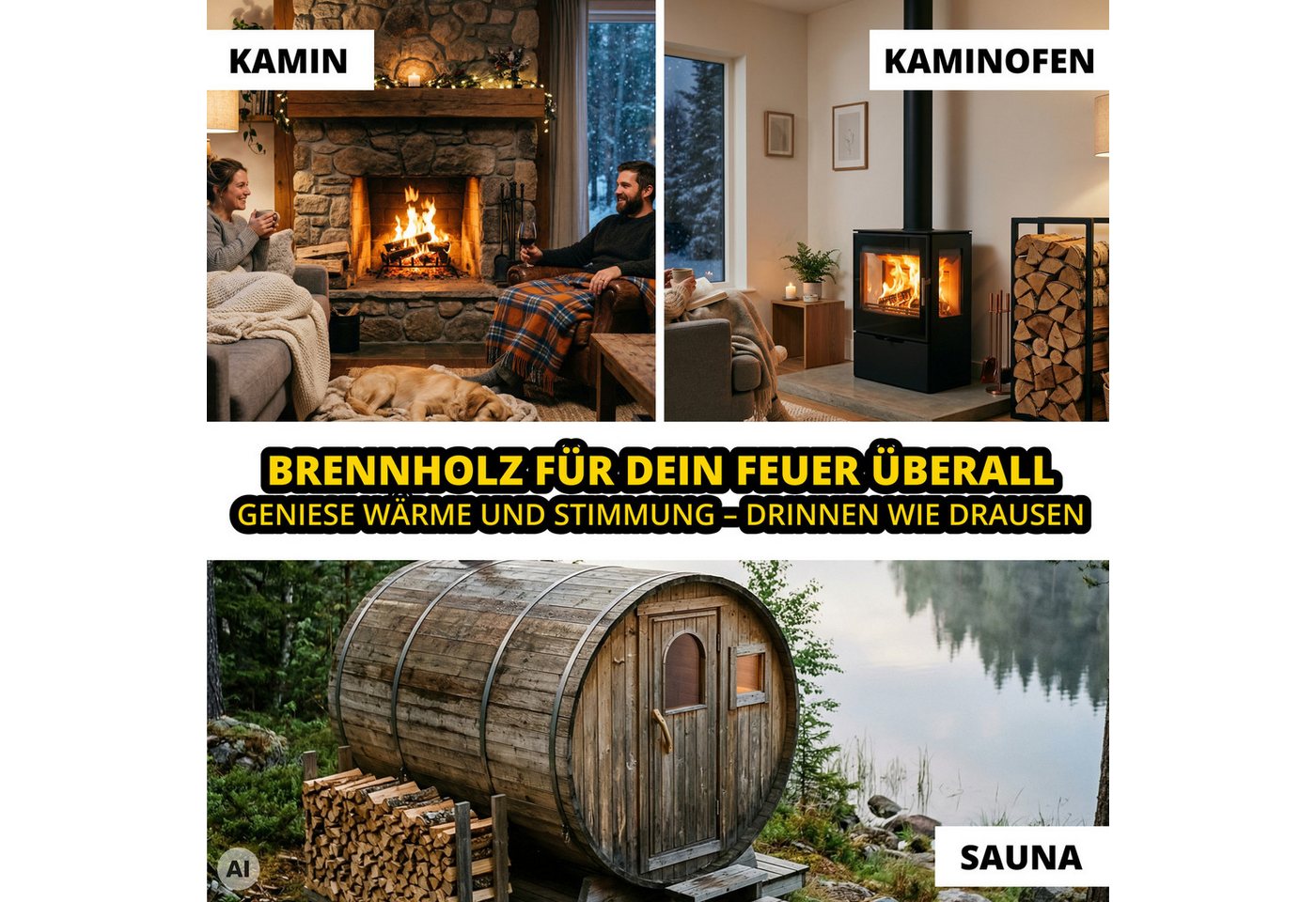 Neandertaler Feuer Kaminholz Brennholz Grillholz Hartholz Feuerholz Holz für Grill Kamin Firewood, 30 kg