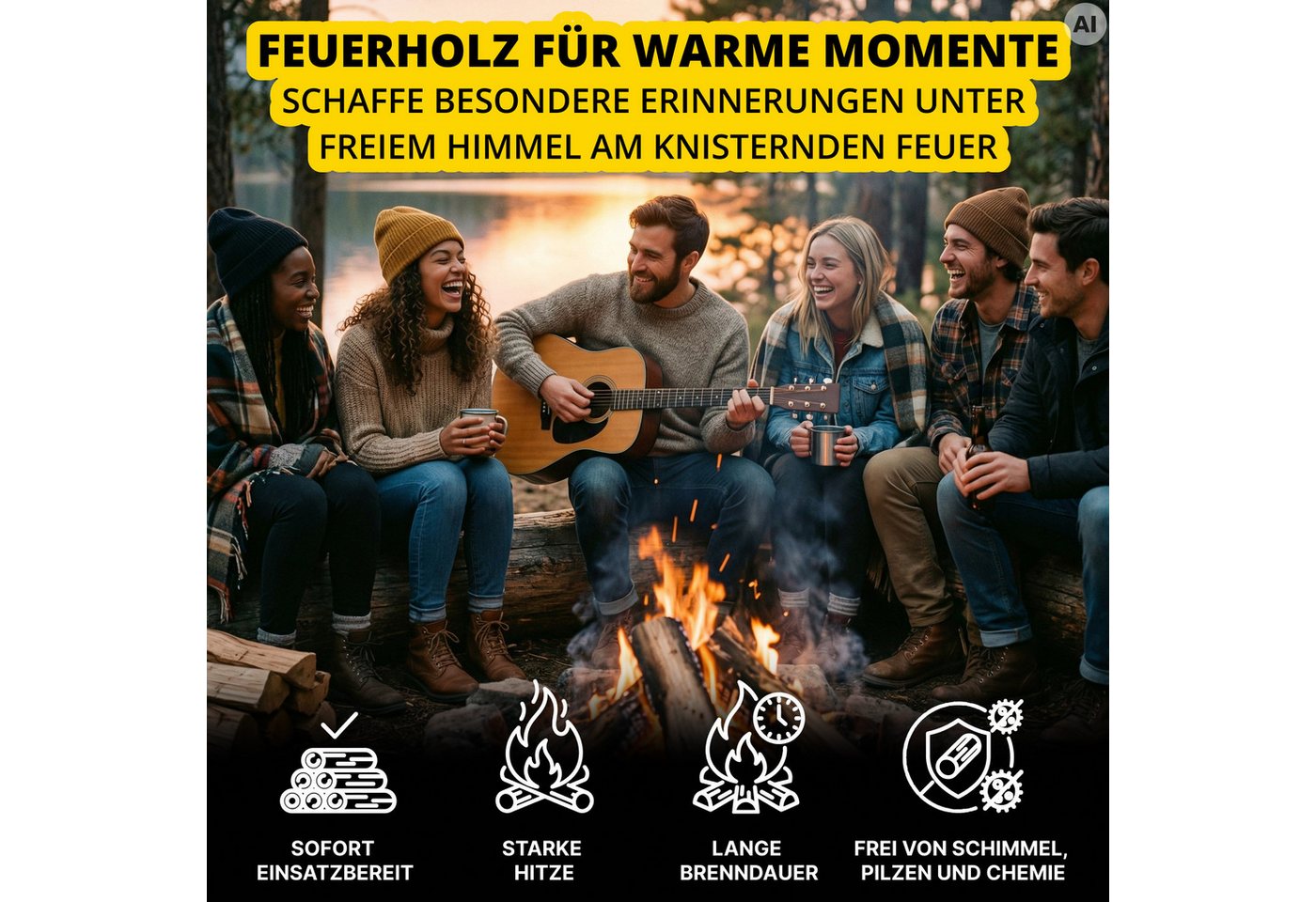 Neandertaler Feuer Kaminholz Brennholz Grillholz Hartholz Feuerholz Holz für Grill Kamin Firewood, 30 kg Bild 5