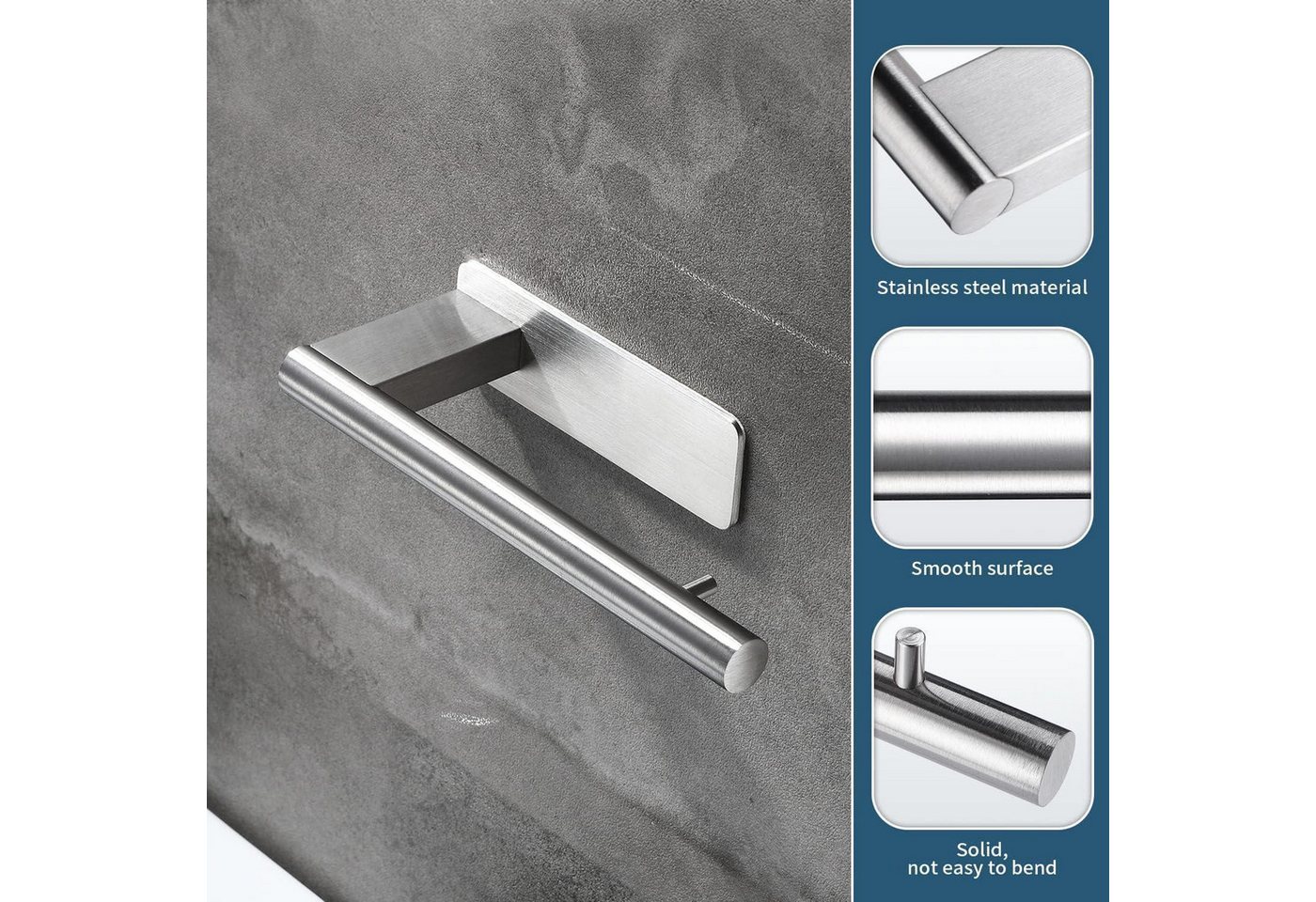 LuxusKollektion Toilettenpapierhalter Toilettenpapierhalter Ohne Bohren Selbstklebend Edelstahl Silber Bild 3