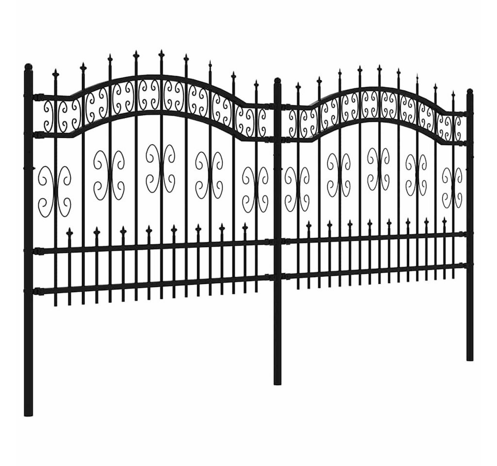 furnicato Zaun Gartenzaun 240 x 140 cm Schwarz, (1-St), Rostgeschützter Metallzaun mit stabilen Streben für deinen Garten Bild 2