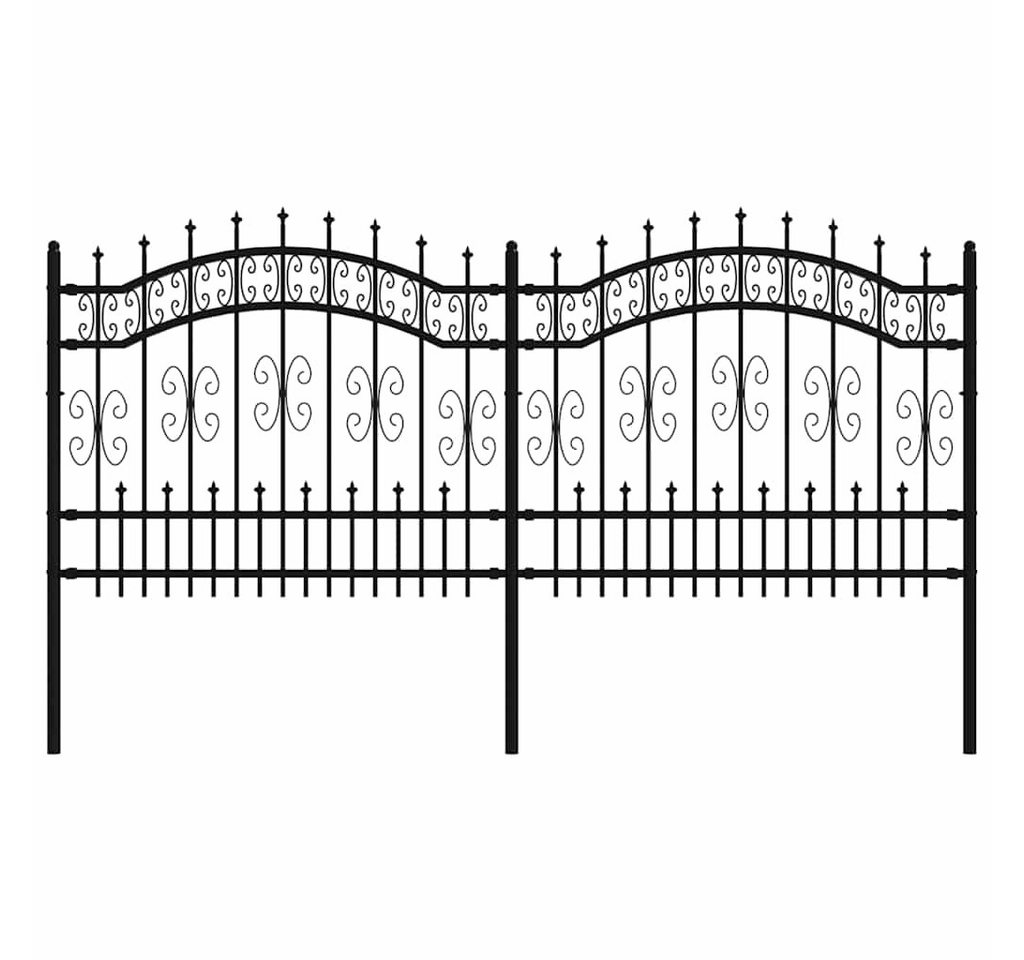 furnicato Zaun Gartenzaun 240 x 140 cm Schwarz, (1-St), Rostgeschützter Metallzaun mit stabilen Streben für deinen Garten Bild 3