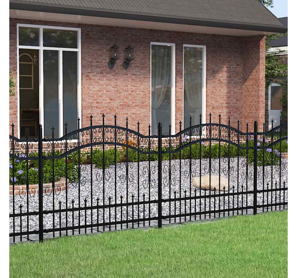furnicato Zaun Gartenzaun 240 x 140 cm Schwarz, (1-St), Rostgeschützter Metallzaun mit stabilen Streben für deinen Garten Bild 5
