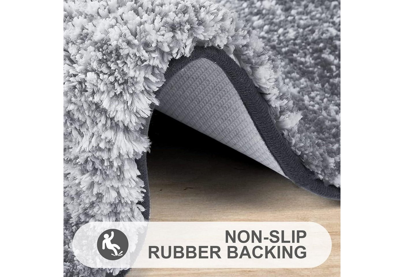 LuxusKollektion Badematte Badezimmerteppich Rutschfest Waschbar Mikrofaser 60x120 cm Grau Bild 2