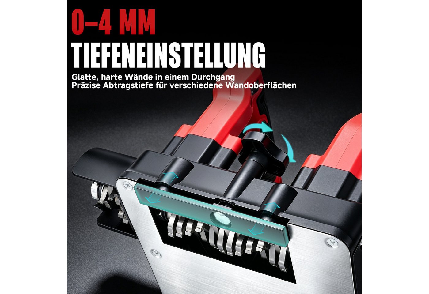 XIIW Winkelschleifer Betonfräse 1-4mm Hobeltiefe, 1600W Walzenfräse Putzfräse Mauerfräse, max. 4000 U/min, (Sanierungsfräse Betonschleifer Walzen Schleifer Fräsmaschine), für Wand Concrete Gips Putz Mörtel zum Kalkwasser Altanstriche Bild 5
