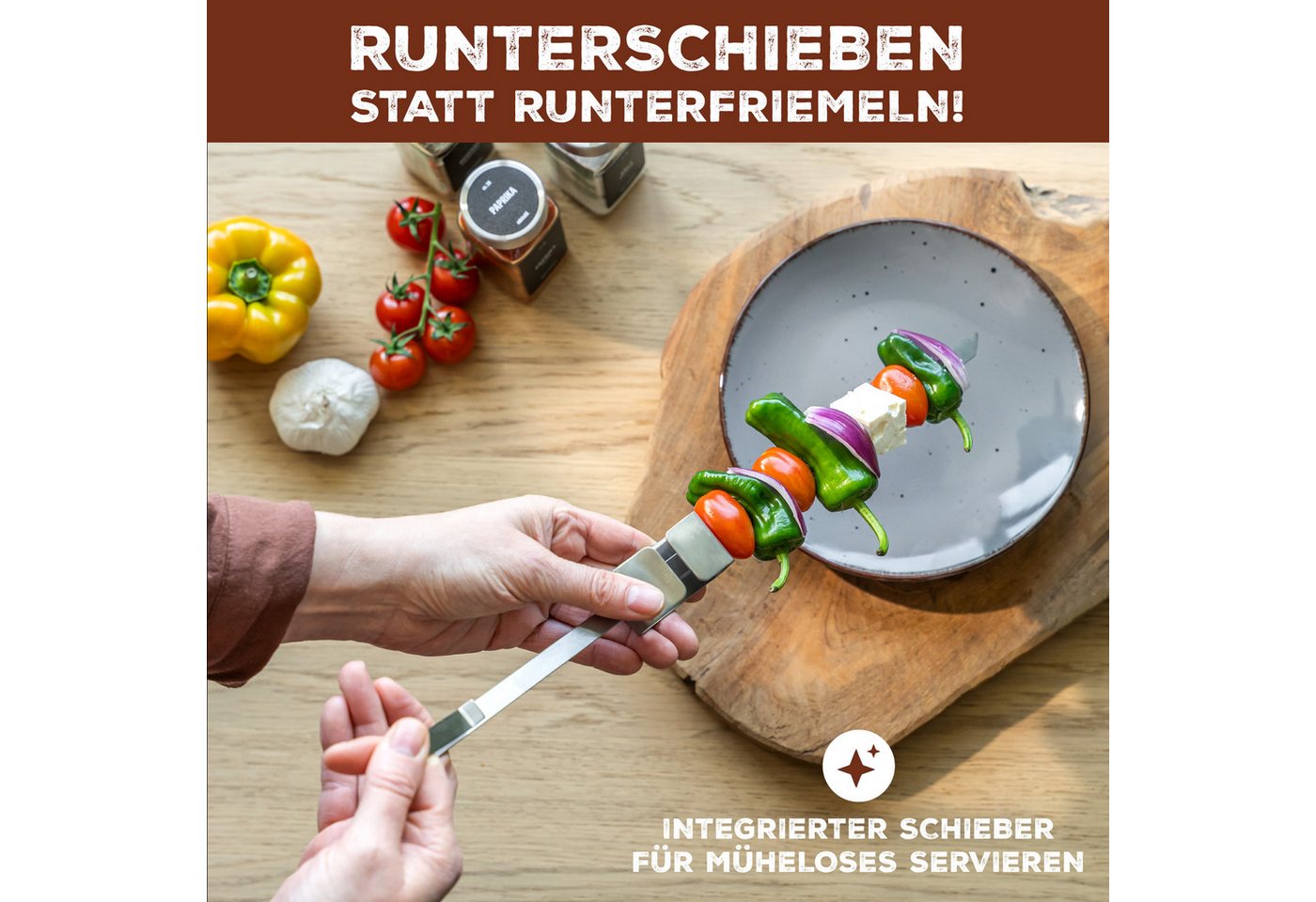 bremermann Grillspieß aus Edelstahl, mit Aufbewahrungstasche (Set, 6-St), mit abnehmbarem Schieber