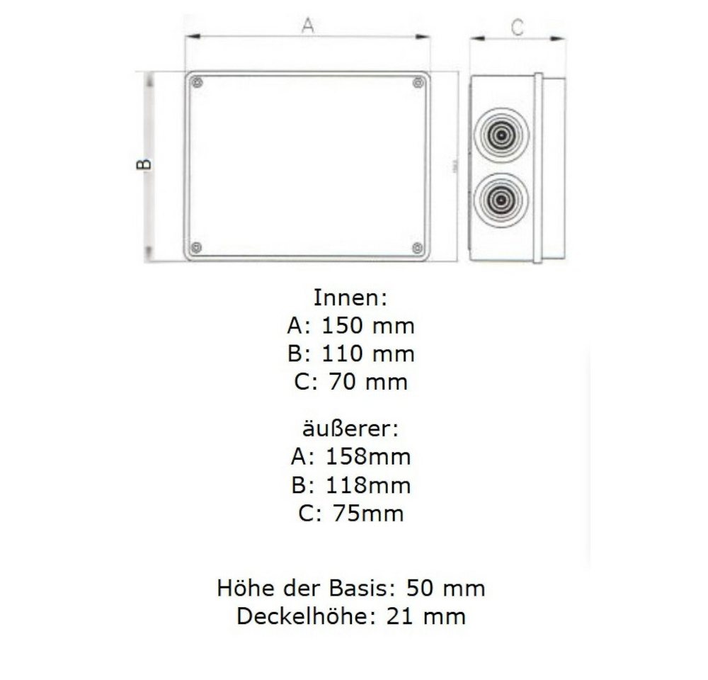Kabelbox Elektrische Kunstoffgehäuse 150x110x70 mm 10 Dichtmembranen Wasserdichte IP66 Transparenter Deckel Anschlussdose Gehäuse Abzweigkasten Bild 3