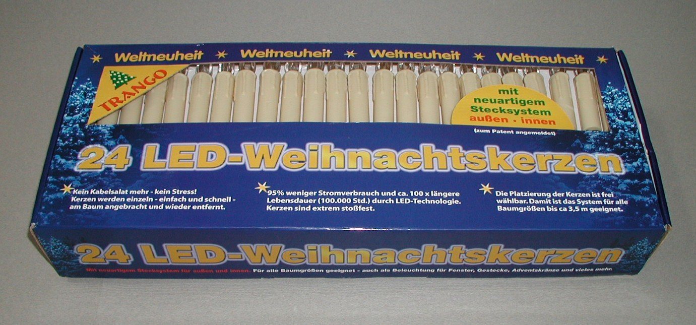 TRANGO LED-Lichterkette, 24-flammig, 340047KW 24x kaltweiß LED Weihnachtskerzen IP44 Außen Stecksystem Bild 2