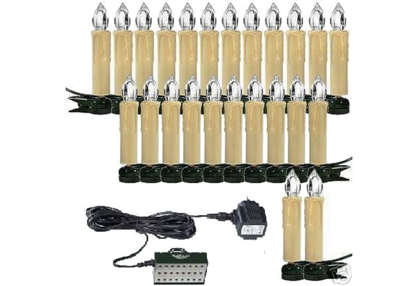 TRANGO LED-Lichterkette, 24-flammig, 340047KW 24x kaltweiß LED Weihnachtskerzen IP44 Außen Stecksystem Bild 4