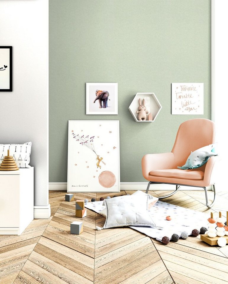 Newroom Vliestapete Stripis Uni Green Tapete Universal Unifarbe,Struktur,Leinen Optik, Grün Tapete Modern Unifarbe - Universal Einfarbig Salbei Uni Struktur Leinen Optik für Wohnzimmer Schlafzimmer Küche, Einfarbig Bild 2