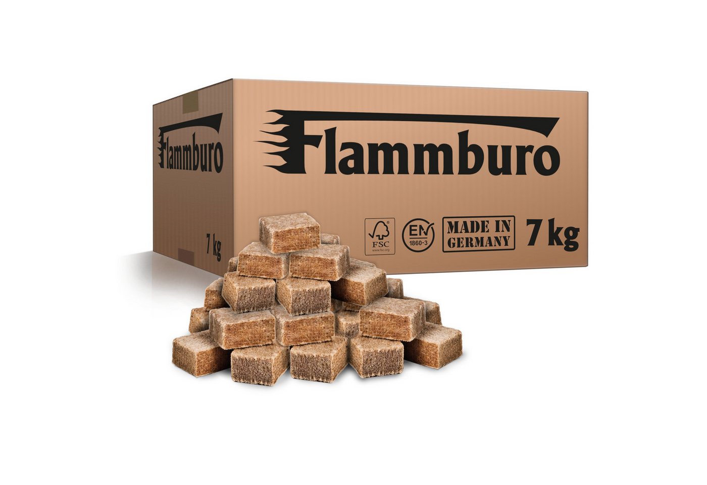 FLAMMBURO Grillanzünder Anzündwürfel 7 kg - Grillanzünder, Kaminanzünder, Ofenanzünder, 7 kg