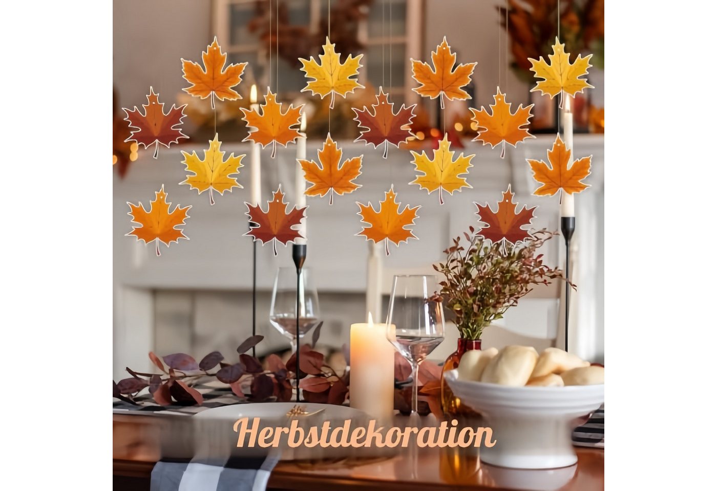 FOUORTUNATE-BEE Fensterdekoration 16 Herbstdeko Ahornblätter zum Aufhängen, Fensterdeko in 16 cm, Herbstliche Ahornblatt Deko für Fenster, Wand, Garten und Erntedank Bild 3