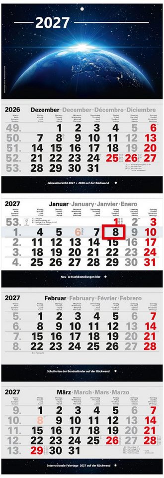 Anschütz Wandkalender 4-Monatskalender 2027 mit Bild Universum großer Wandkalender
