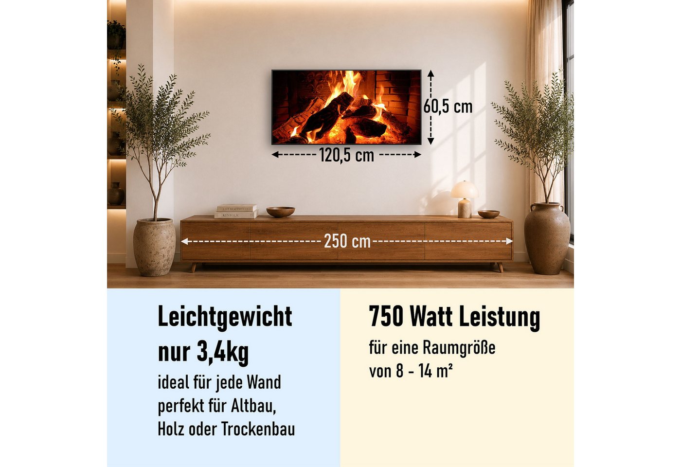 STEINFELD Heizsysteme Infrarotheizung Bild 750W, 120x60cm, Made in Germany, 7J Garantie, mit Thermostat, viele Motive
