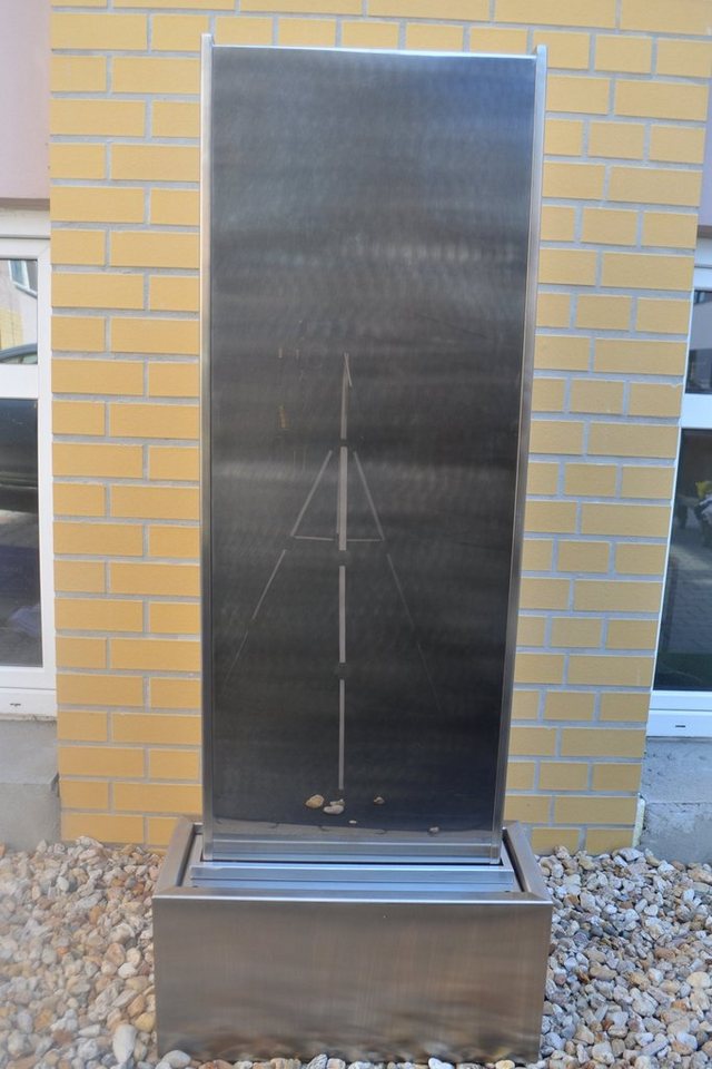 Köhko Gartenbrunnen "MURO " mit LED aus Edelstahl Wasserwand für Garten Terrasse Bild 2
