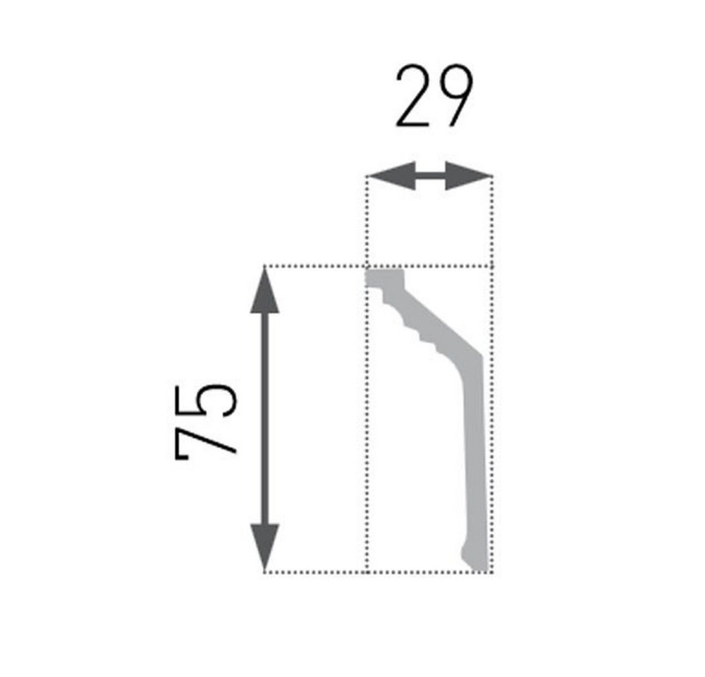 PROVISTON Stuckleiste Polystyrol, 32 x 75 x 2000 mm, Weiß, Deckenleiste, Kleben, Polystyrol, 1-St. Bild 2