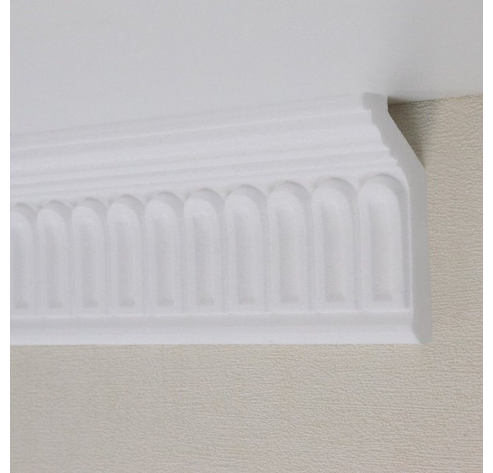 PROVISTON Stuckleiste Polystyrol, 32 x 75 x 2000 mm, Weiß, Deckenleiste, Kleben, Polystyrol, 1-St. Bild 4