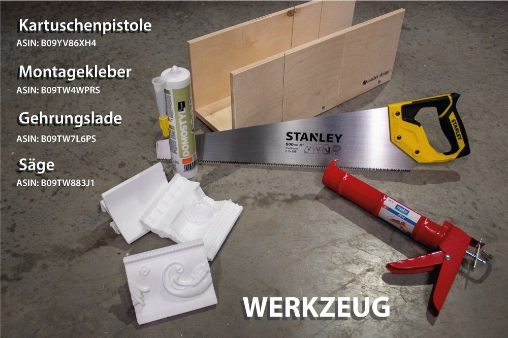 PROVISTON Stuckleiste Polystyrol, 32 x 75 x 2000 mm, Weiß, Deckenleiste, Kleben, Polystyrol, 1-St. Bild 5