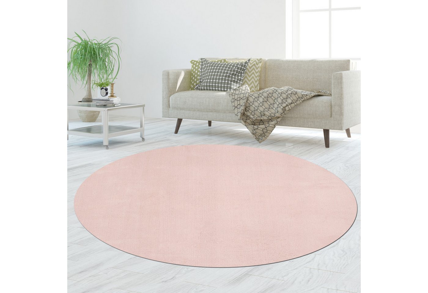 TeppichHome24 Teppich Hochflor-Teppich in Blush farbe, rechteckig, Höhe: 18 mm