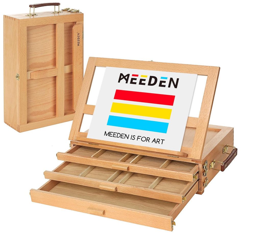MEEDEN Staffelei MEEDEN Tischstaffelei aus Buchenholz mit 3 Schubladen verstellbar Bild 2