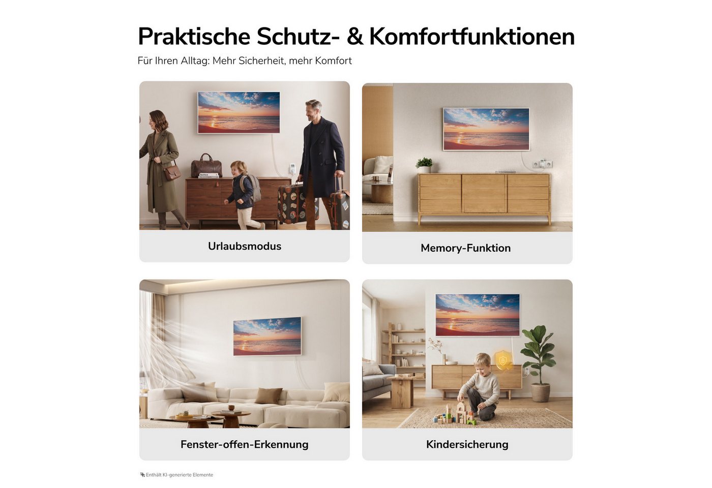 EMKE Infrarotheizung Infrarot-Bildheizung mit Kunstdruck, 300-1200 W, mit Thermostat