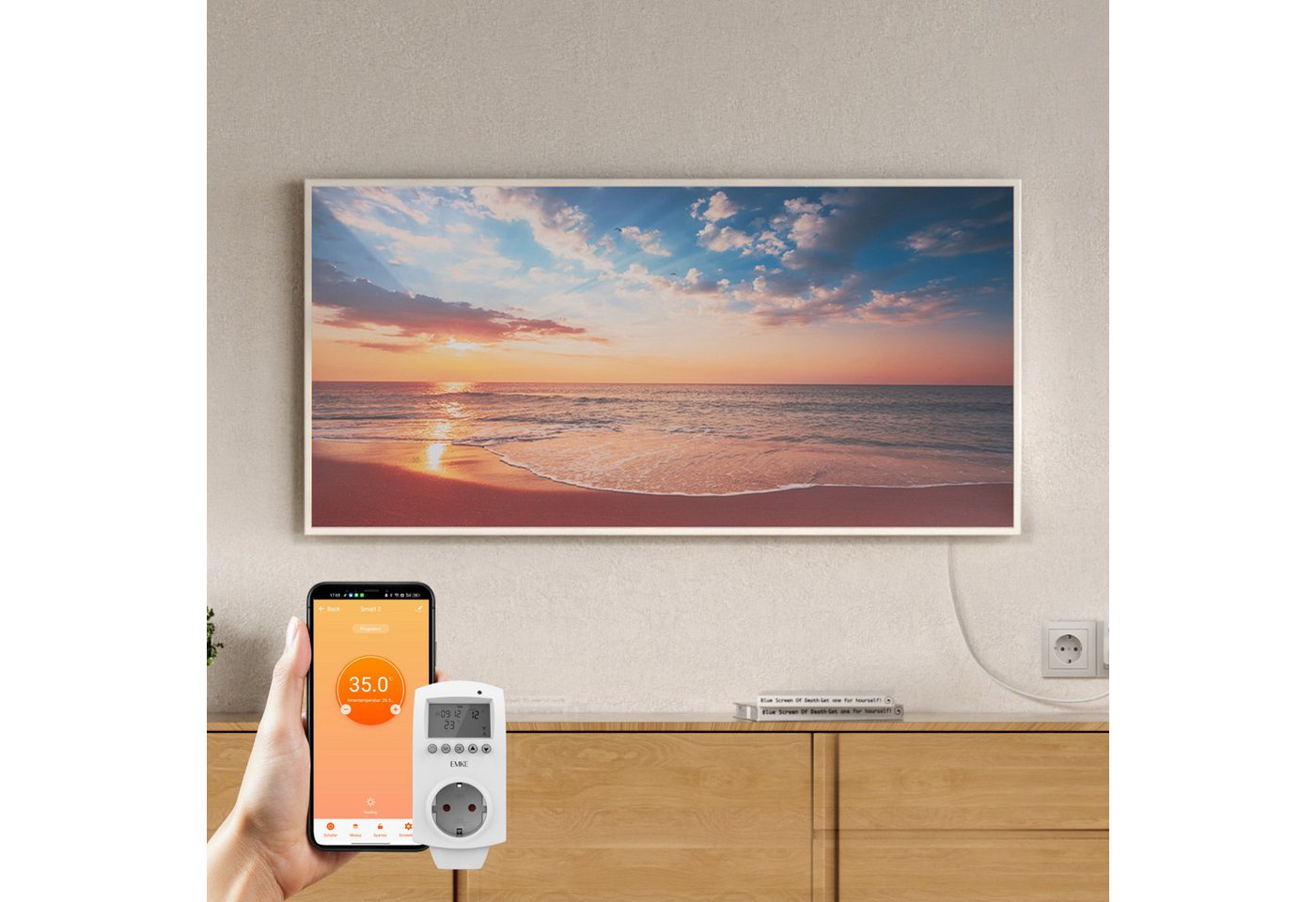 EMKE Infrarotheizung Infrarot-Bildheizung mit Kunstdruck, 300-1200 W, mit Thermostat Bild 3