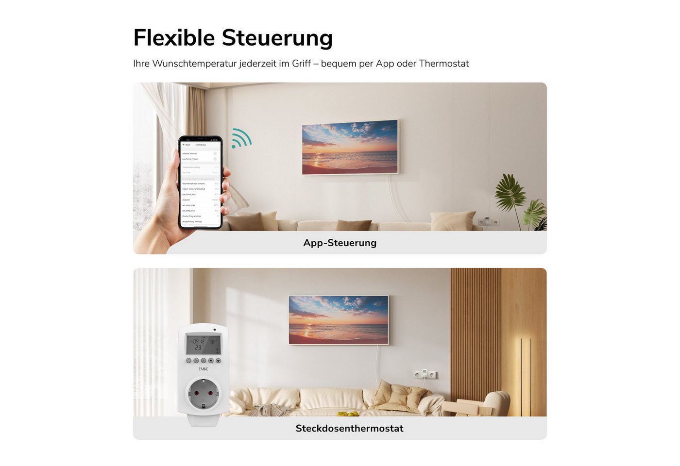 EMKE Infrarotheizung Infrarot-Bildheizung mit Kunstdruck, 300-1200 W, mit Thermostat Bild 4