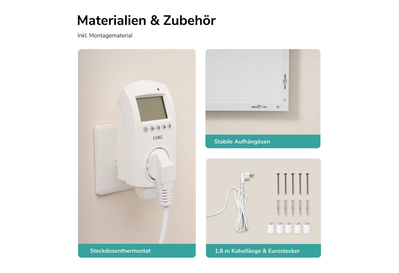 EMKE Infrarotheizung Infrarot-Bildheizung mit Kunstdruck, 300-1200 W, mit Thermostat Bild 5