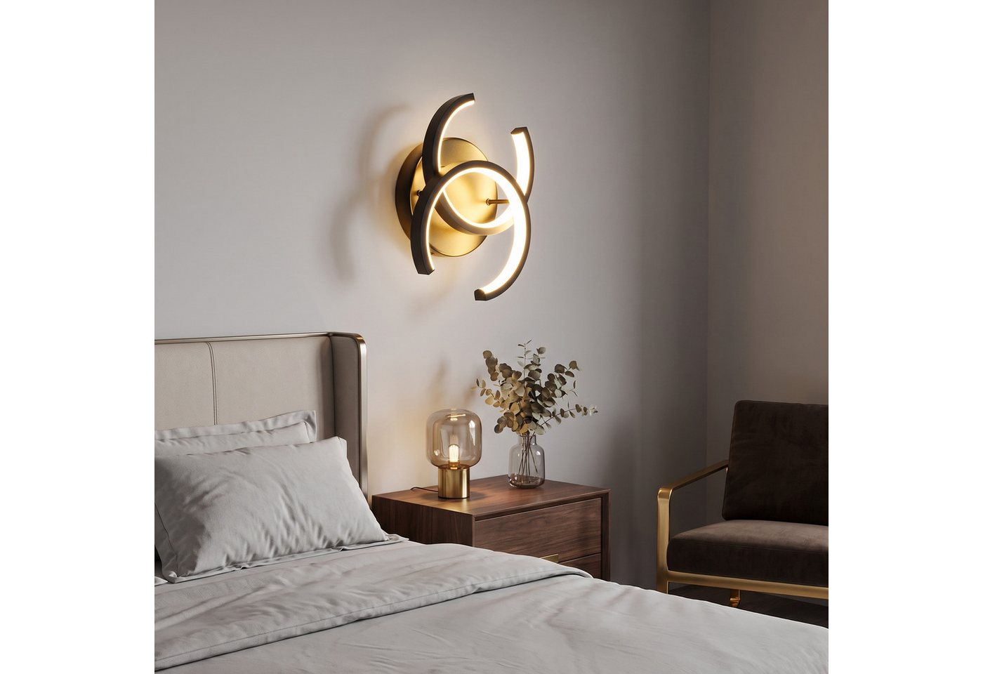 oyajia LED Wandleuchte Schwarz LED Wandleuchte, 6W LED Decklampe 600lm, 3-Farbige Dimmbar, LED fest integriert, Warmweiß, Naturweiß, Kaltweiß, Moderne Wandleuchte, Wandlampe Strahler Innen Effekt Leuchte Licht Bild 5