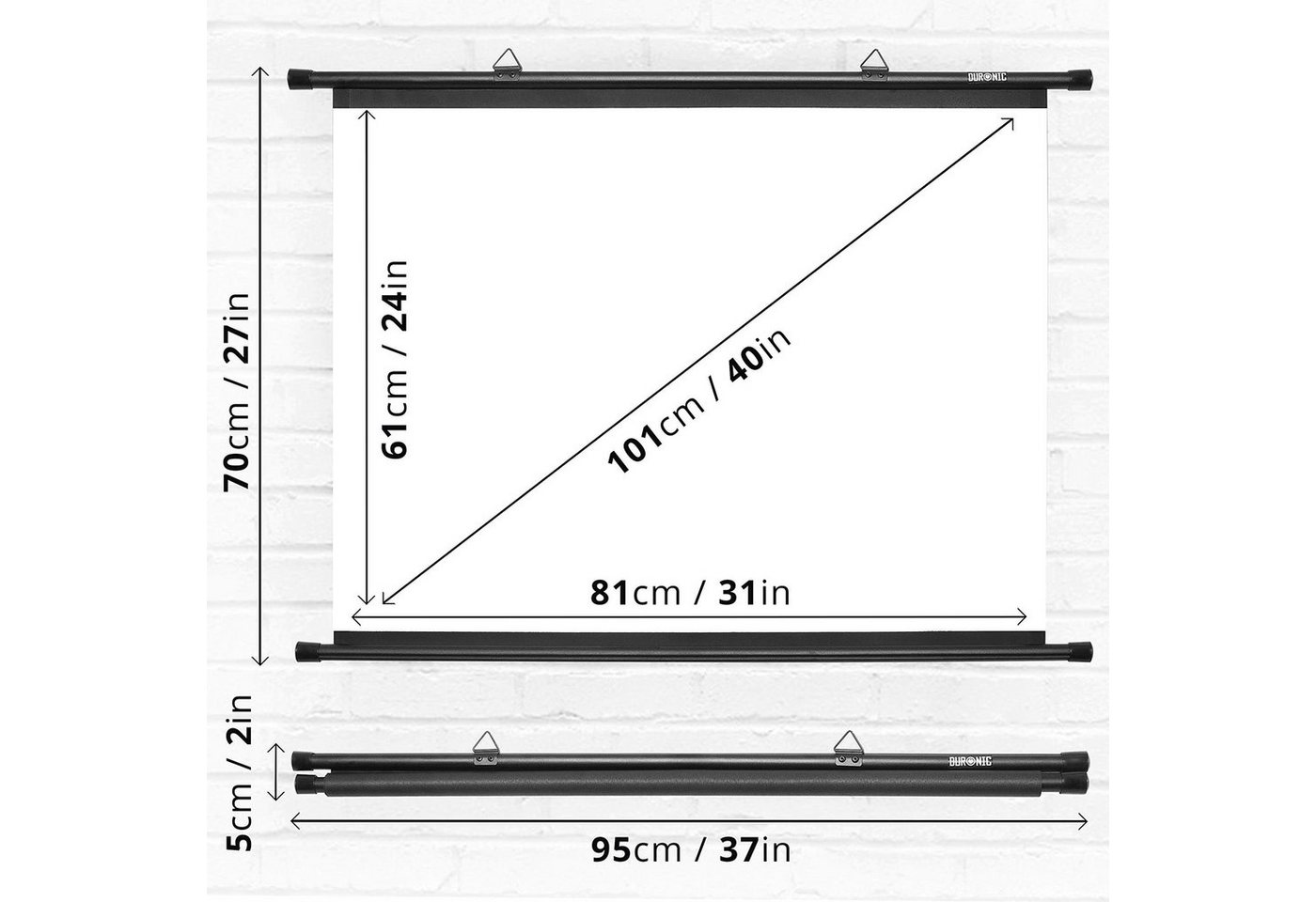 Duronic Leinwand, BPS40 Leinwand, 4:3 Hängeleinwand 40" Zoll 81 x 61 cm Bild 3