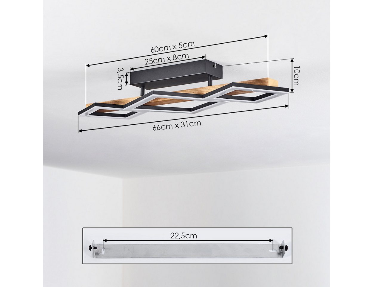 hofstein Deckenleuchte »Stoccareddo« moderne Deckenlampe aus Metall/Holz, 3000 Kelvin