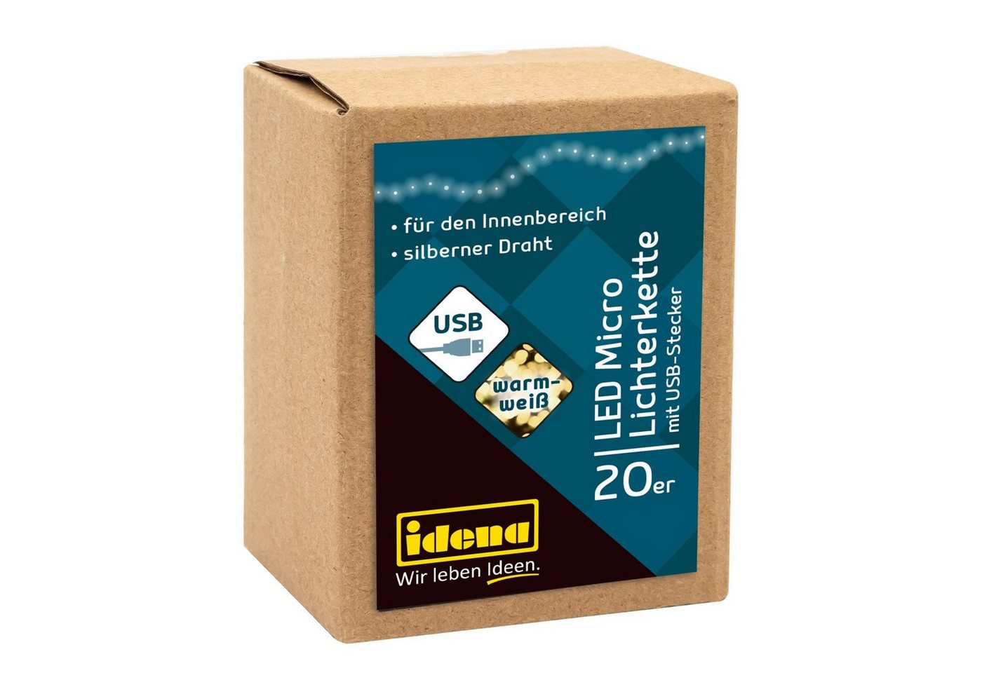 Idena LED-Lichterkette Idena 30256 - LED Micro Lichterkette mit 20 LEDs in Warmweiß, mit USB Bild 4