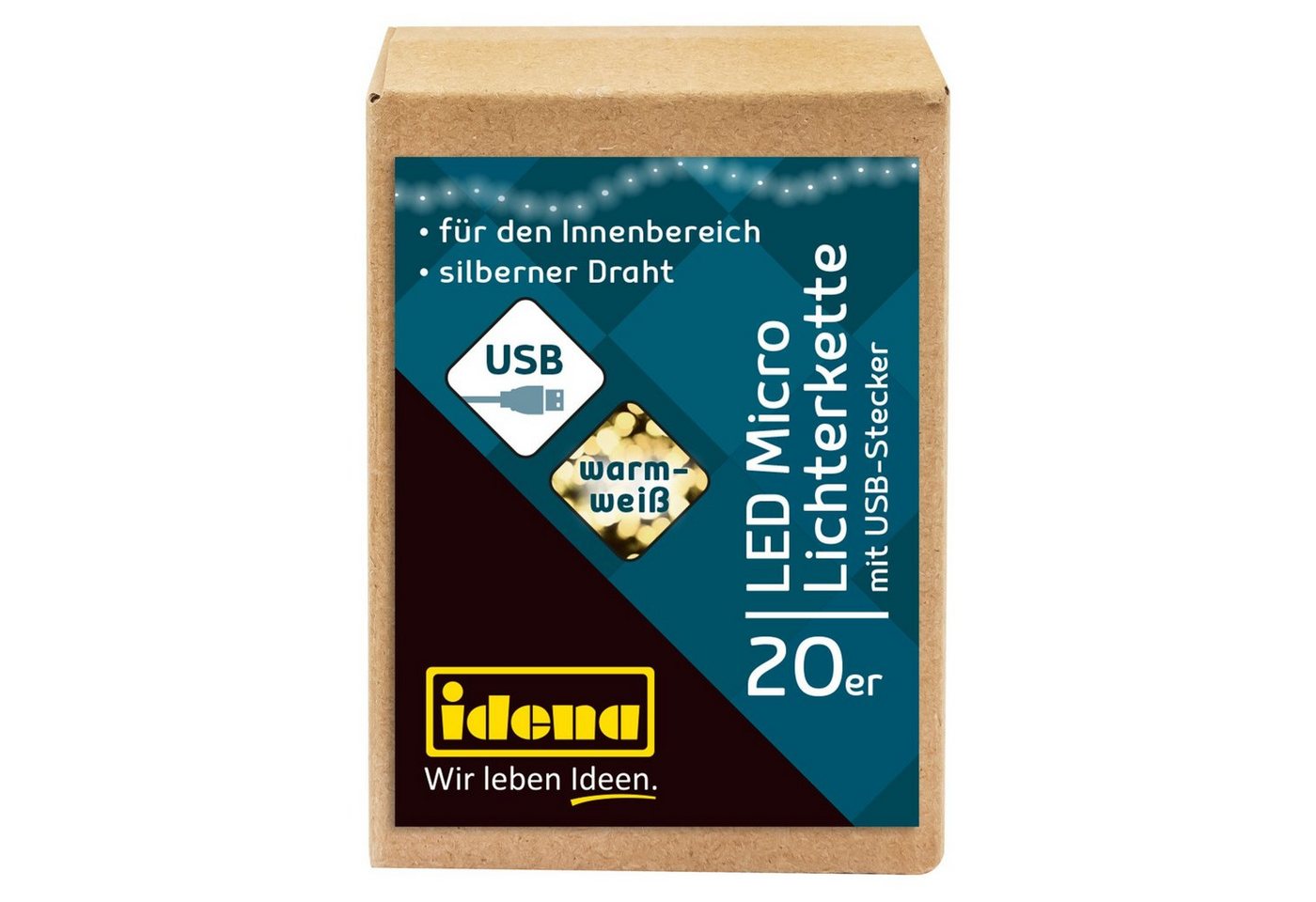 Idena LED-Lichterkette Idena 30256 - LED Micro Lichterkette mit 20 LEDs in Warmweiß, mit USB Bild 5