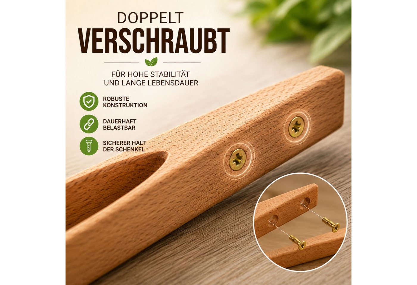 BURI Grillzange Holz Grillzange Buchenholz 36cm Küchenzange Bratwurstzange Bild 2