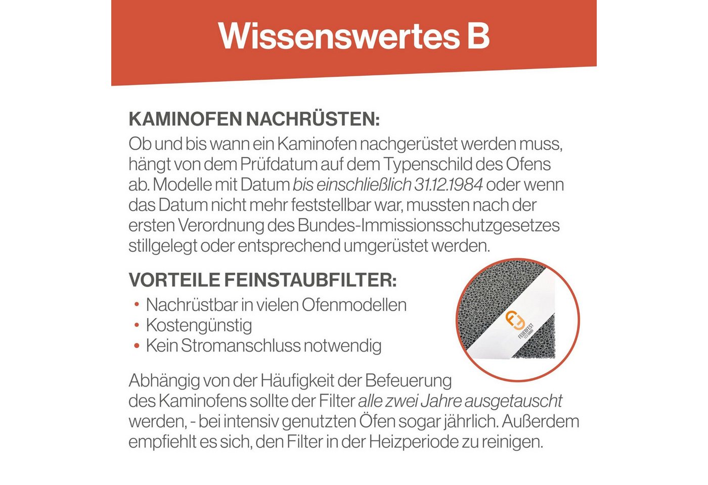 Feuerfest 123 GmbH Kaminofen-Erweiterungssegmet Feinstaub Rußfilter 145x145x25mm passend für Hark **, passend für verschiedene Hark*-Kaminofenmodelle, Reduzierung von Feinstaub durch Schaumkeramische Filter Bild 2