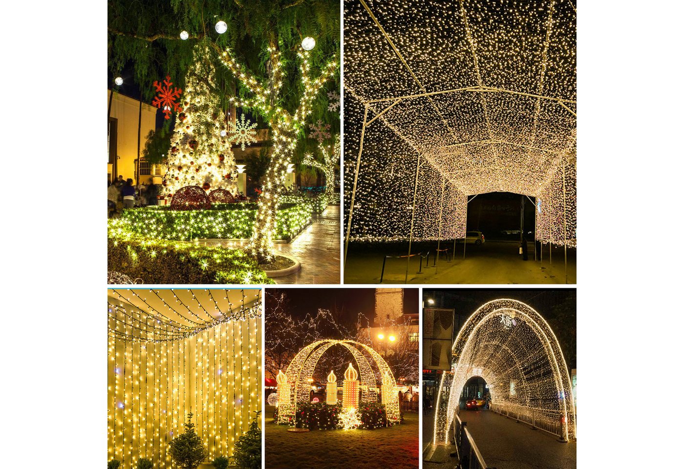 Clanmacy LED-Lichterkette 50M 500 LED Solar Lichterkette Solarleuchte Außen Garten Warmweiß, Wasserdicht