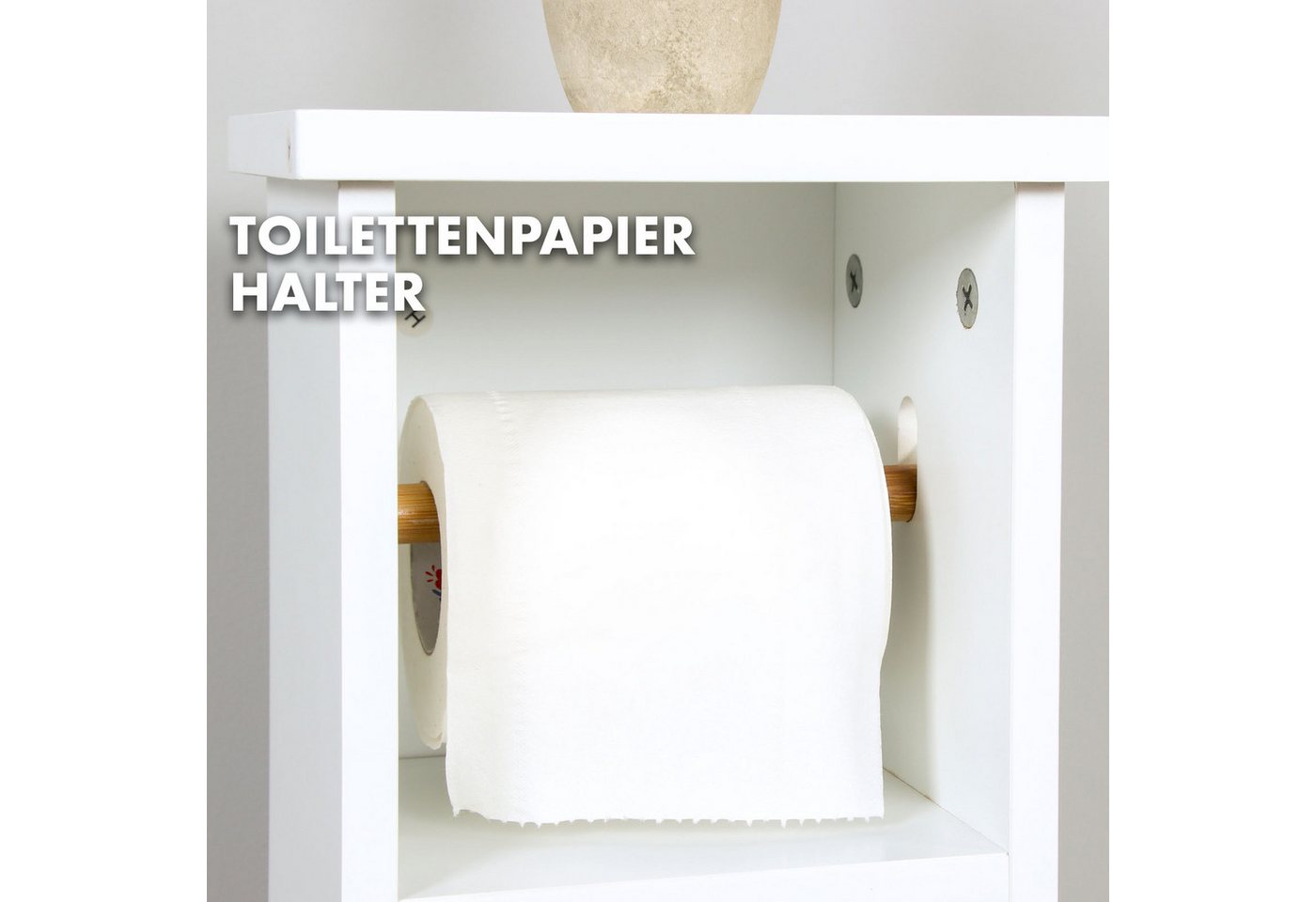 Floordirekt Badkommode Badezimmerschrank Wisconsin mit praktischer Klopapierhalterung, Stilvolle Ordnung für Ihr Badezimmer Bild 5