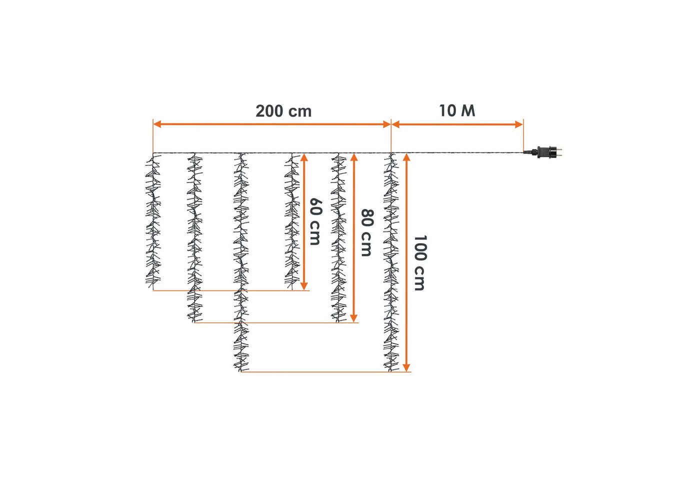 Spetebo Lichterkette Kaskaden Büschel Lichterkette warm weiß mit 6 Strängen - 480 LED, Lichtervorhang mit 8 Leuchtmodi für Außen mit Timer Bild 3