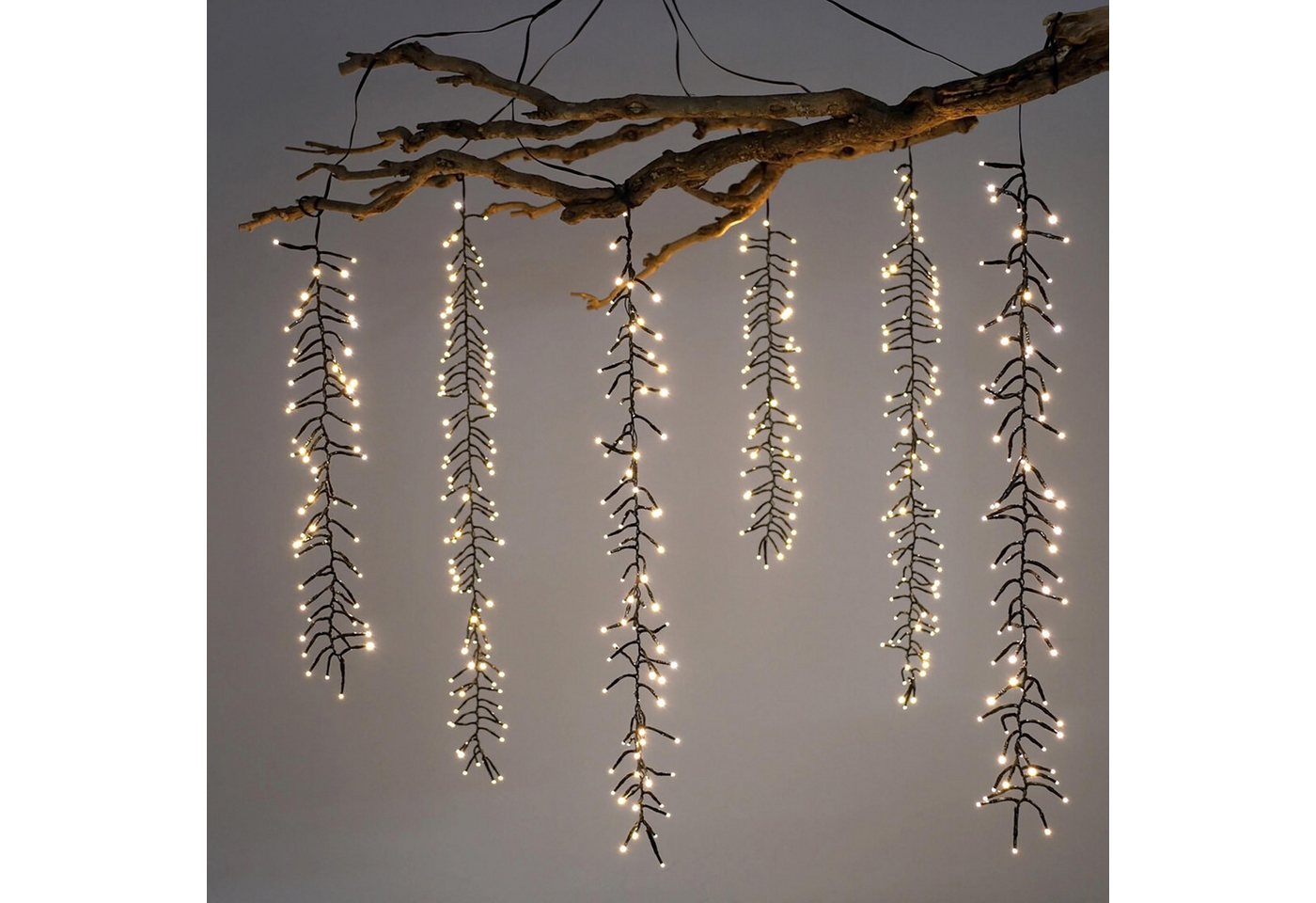 Spetebo Lichterkette Kaskaden Büschel Lichterkette warm weiß mit 6 Strängen - 480 LED, Lichtervorhang mit 8 Leuchtmodi für Außen mit Timer Bild 5