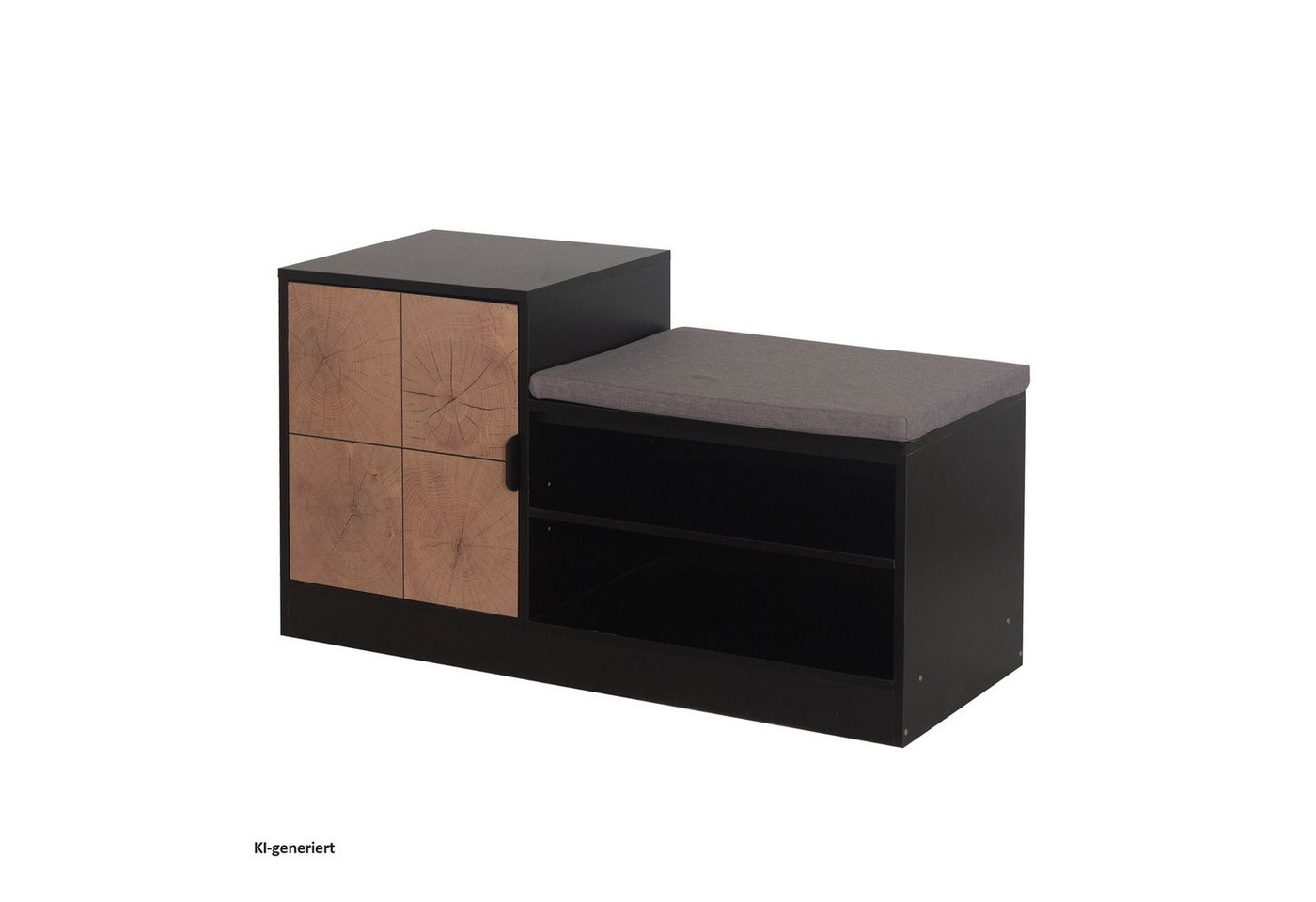HTI-Living Schuhregal Schuhregal mit Sitzpolster Dana Schwarz-Baumscheibe, Stück 1-tlg., Schuhschrank Bild 3