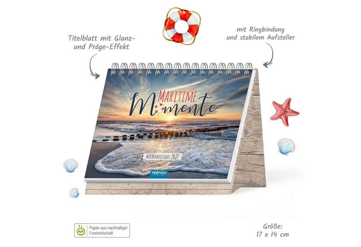 Trötsch Verlag Tischkalender TRÖTSCH - Aufstellwochenkalender Maritime Momente 2027
