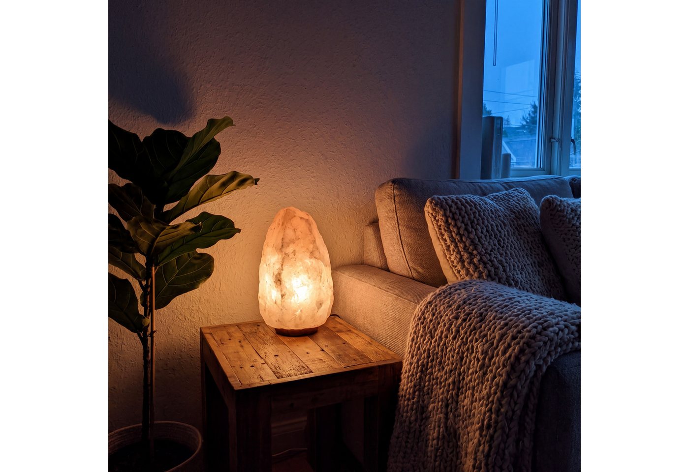 EmsCraft24 Nachttischlampe Kristall-Tischlampe Natürliches Licht Himalaya Bild 4