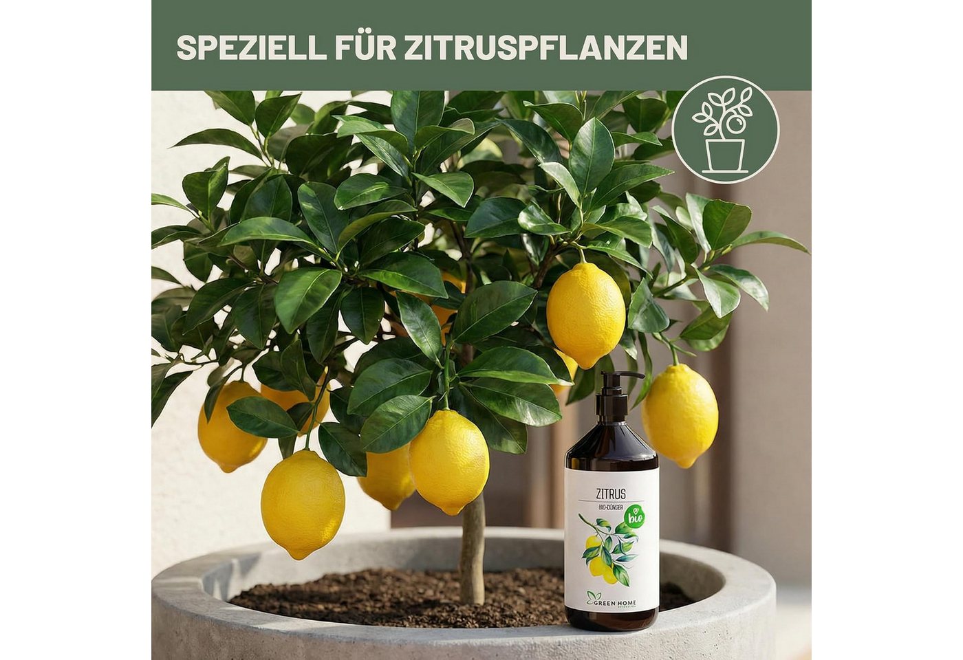 GREEN HOME LOVE NATURE Obstdünger Bio-Dünger flüssig NPK 3+2+6 für Zitrus & Zitronenbäume, Zitrus, 100 % bio, organisch-mineralisch, extra Kalium, Dosierpumpe Bild 4