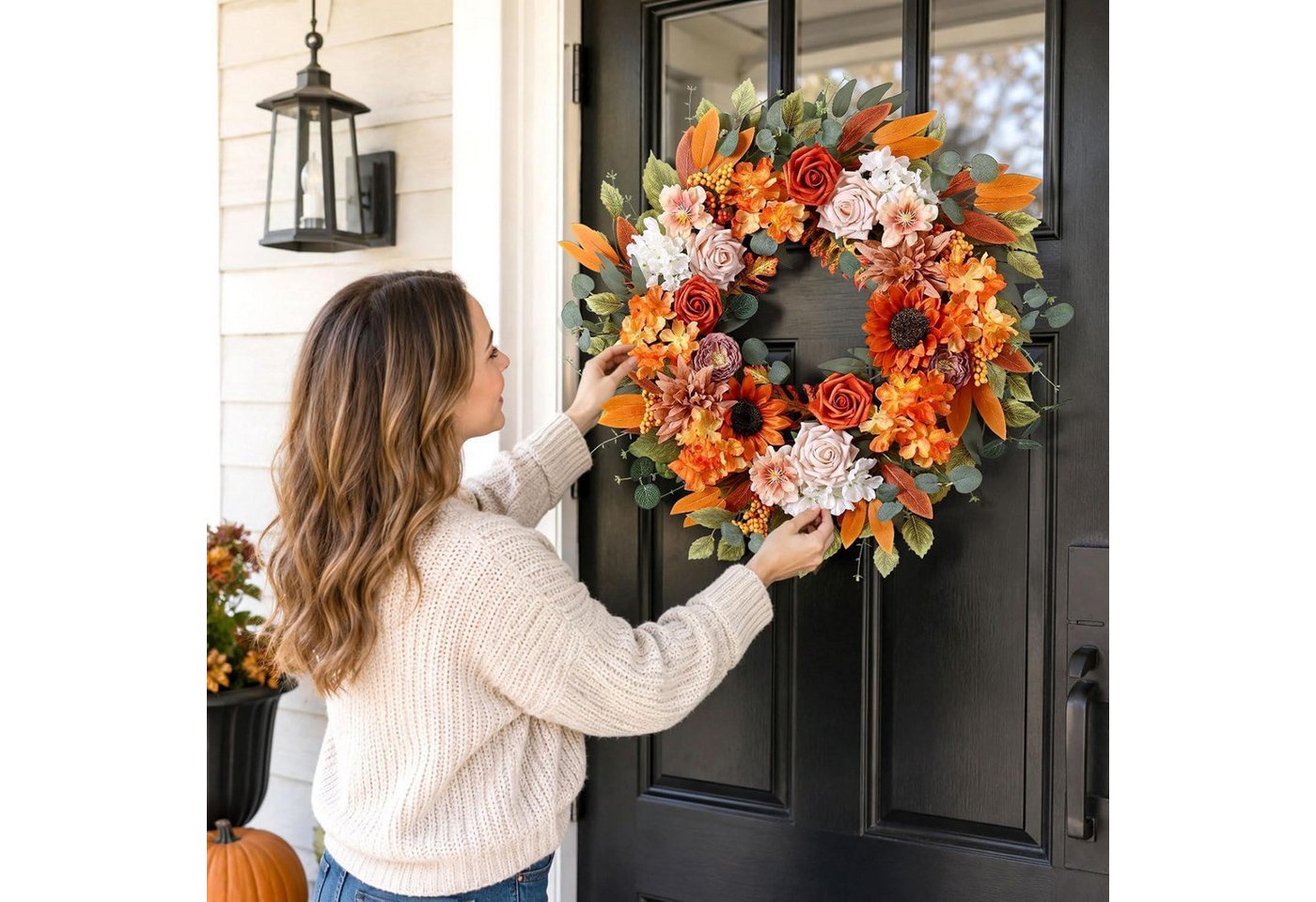 LuxusKollektion Dekokranz Türkranz Herbst 56cm Kunstblumen Deko Bild 3
