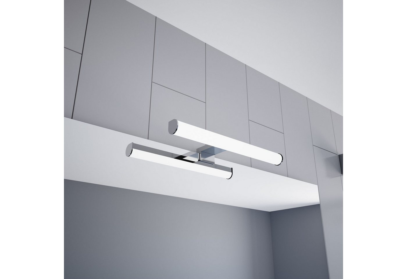 kalb LED Spiegelleuchte LED 300mm Aufbauleuchte 230V Badezimmer Leuchte verchromt, 300mm warmweiß, warmweiß Bild 2