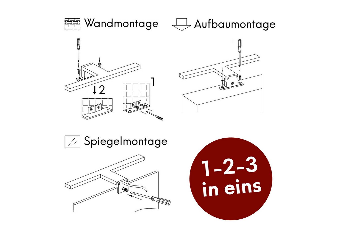 kalb LED Spiegelleuchte LED 300mm Aufbauleuchte 230V Badezimmer Leuchte verchromt, 300mm warmweiß, warmweiß Bild 5