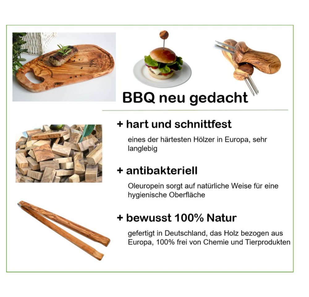 Olivenholz-erleben Grillbesteck-Set Raclette-Schaber aus Olivenholz – Pfännchen schonend, 6er Set, (Packung, 6 tlg), Beschichtungen schützen, kratzfrei wenden & schaben mit Naturholz Bild 4