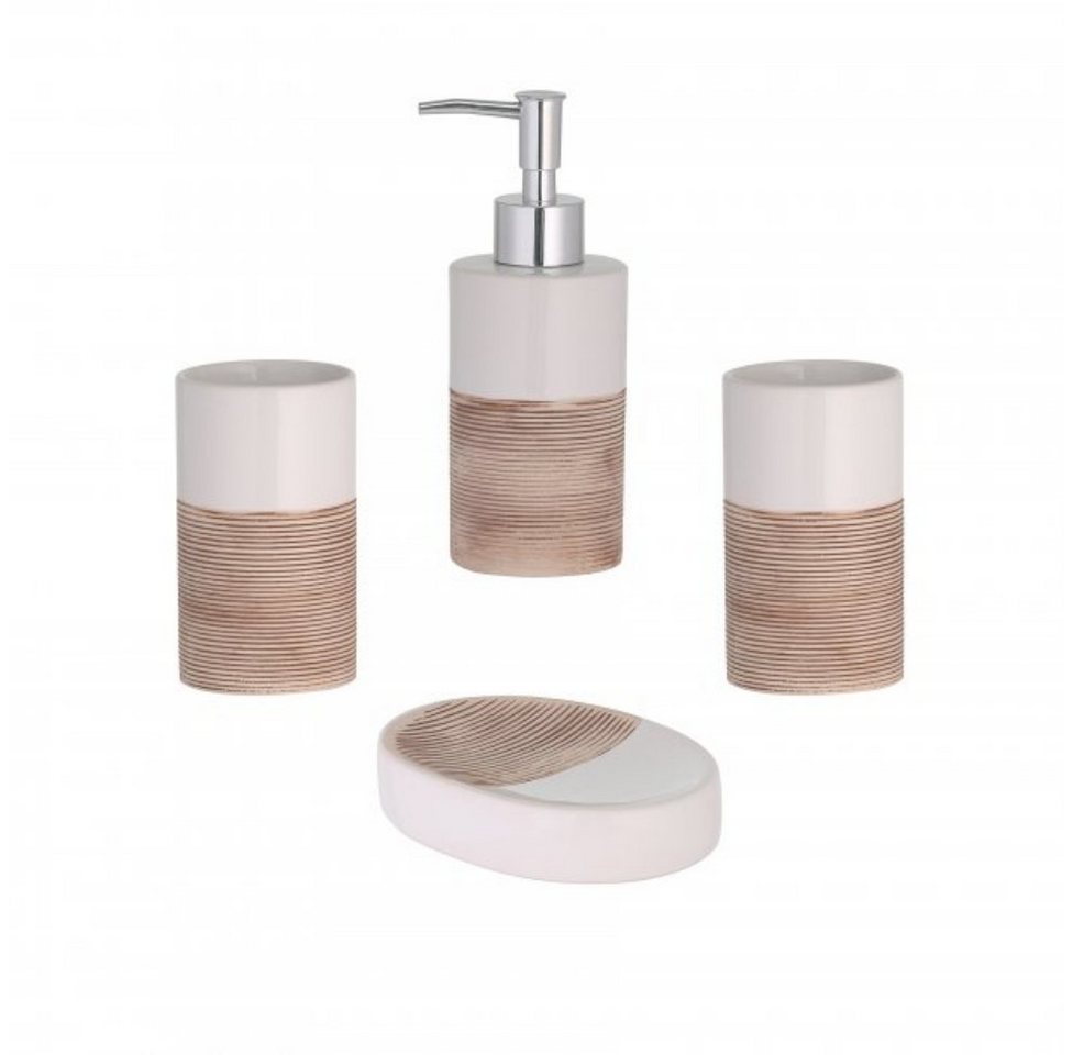 axentia Badaccessoire-Set Bad-Set Rimini, 4-teilig, beige 128405, 1 tlg.