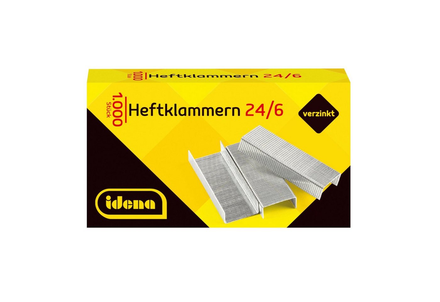 Idena Heftklammer Idena 12091 - Heftklammern, Größe 24/6, 2 x 1.000 Stück, verzinkt
