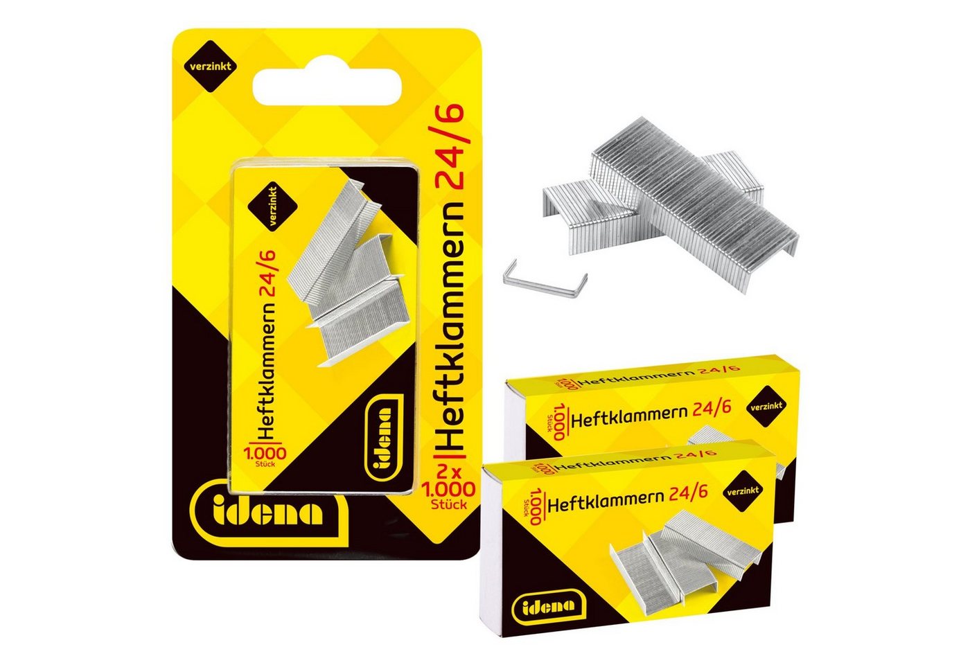 Idena Heftklammer Idena 12091 - Heftklammern, Größe 24/6, 2 x 1.000 Stück, verzinkt Bild 2