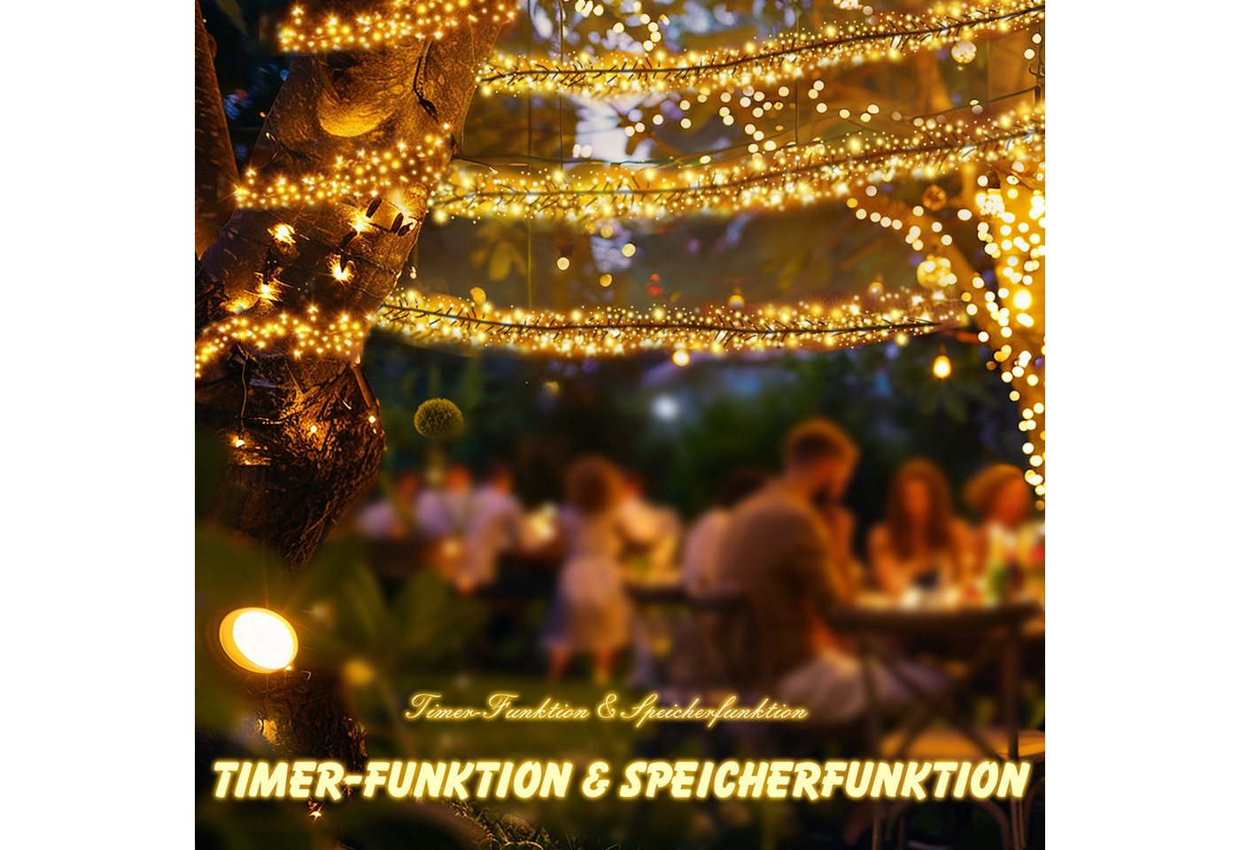 Salcar LED-Lichterkette LED Cluster Lichterkette Außen Weihnachtslichterkette Warmweiß & Bunt, 2m 200er LED 8 Modi und Memory, Christbaumbeleuchtung